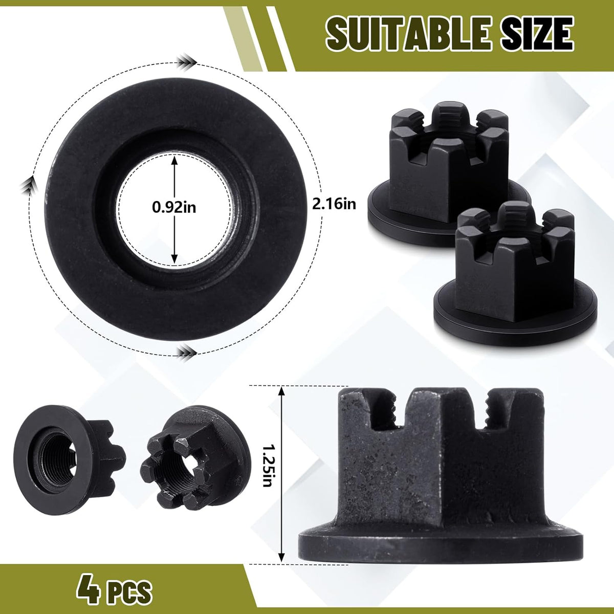 4 Pcs 501110 Rotary Cutter Castle Nut Compatible with King Kutter Rotary Cutter Gearbox 1"-14 Fine Thread
