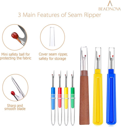 Seam Ripper 8pcs Thread Cutter Stitch Remover Small and Large Thread Remover Stitch Eraser Tag Ripper for Clothes Crafting Embroidery (3 Styles)