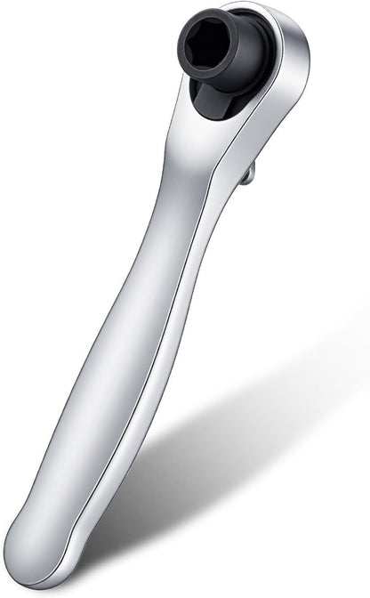 Mini 1/4 Ratchet Wrench, Reversible Stubby Ratchet, Oval Head Socket Wrench, Steel Quarter Inch Compact Socket Wrenches for Tight Spaces