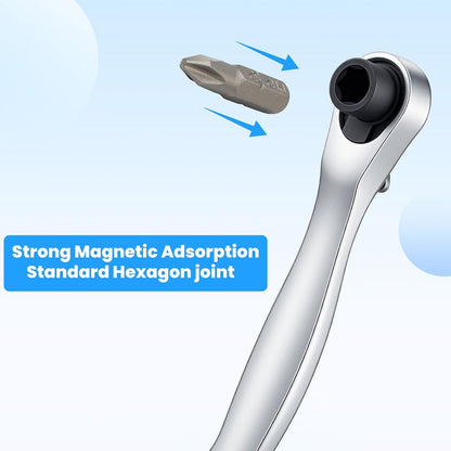 Mini 1/4 Ratchet Wrench, Reversible Stubby Ratchet, Oval Head Socket Wrench, Steel Quarter Inch Compact Socket Wrenches for Tight Spaces