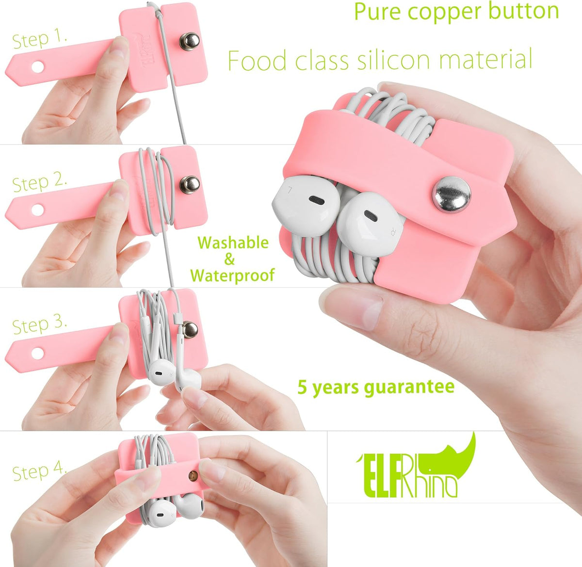 Silicone Earphone Organizer Earphone Wrap Winder Headphone Cord Organizer Wrap Winder Manager/Cable Winder 2 Pieces