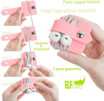 Silicone Earphone Organizer Earphone Wrap Winder Headphone Cord Organizer Wrap Winder Manager/Cable Winder 2 Pieces