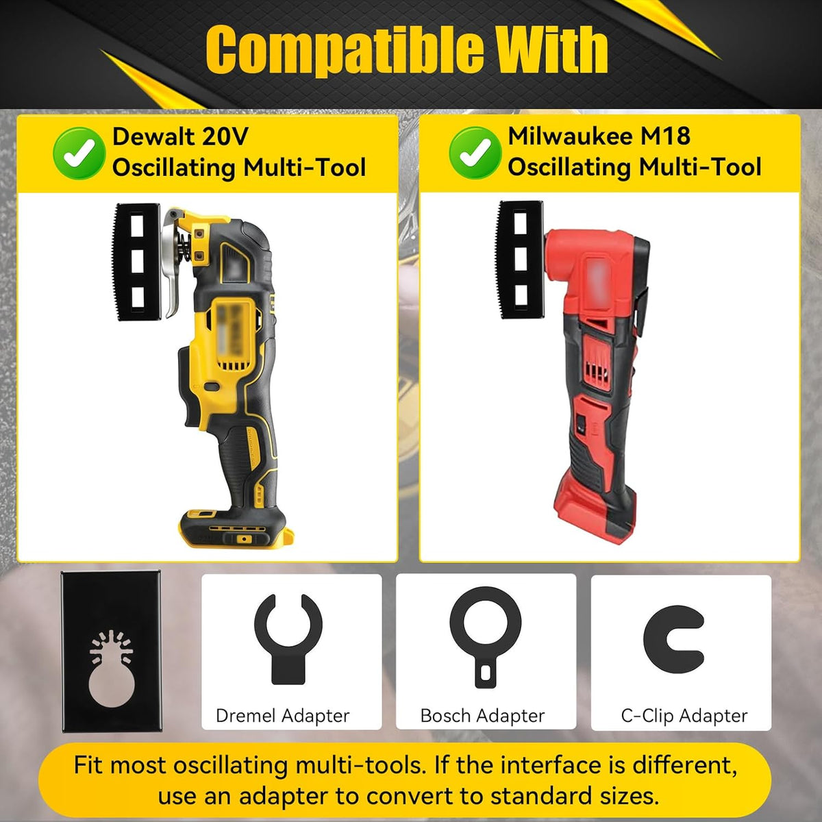 2 Pcs Square Slot Cutter, Drywall Outlet Cutter for Dewalt 20V & Milwaukee M18 Oscillating Multi-Tools, Hardened Steel Electrical Box Cutting Tool for Single Gang Wall Box, One-Step Cutting in Place