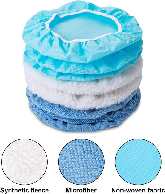 20 Pieces Car Orbital Buffer Polisher Pad Bonnet Microfiber Max Bonnet Polishing Buffing Pad Cover(5-6 Inches)