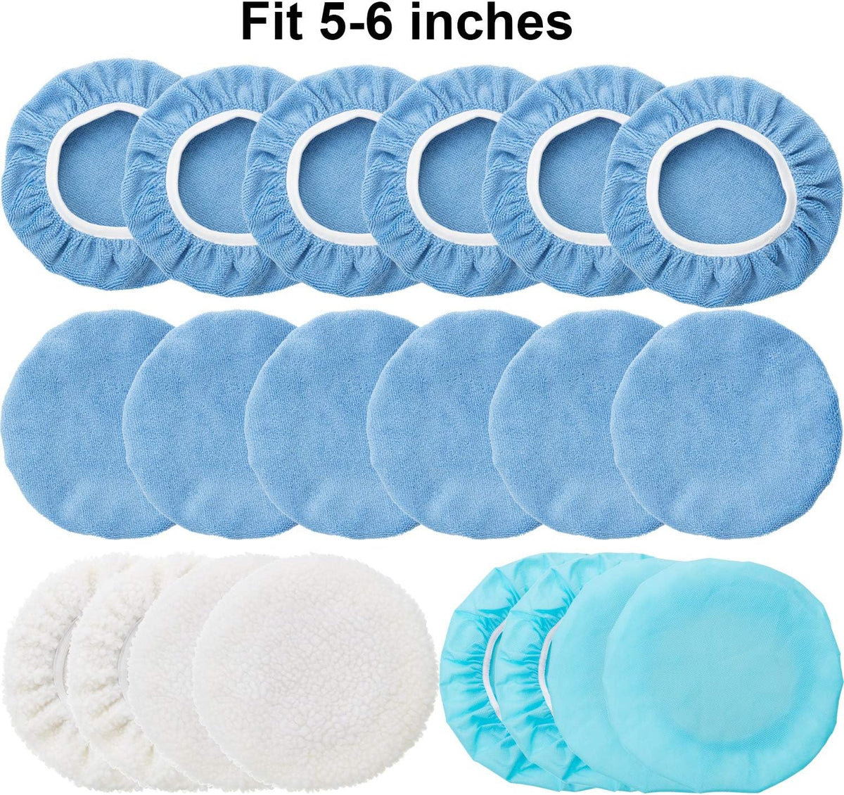 20 Pieces Car Orbital Buffer Polisher Pad Bonnet Microfiber Max Bonnet Polishing Buffing Pad Cover(5-6 Inches)