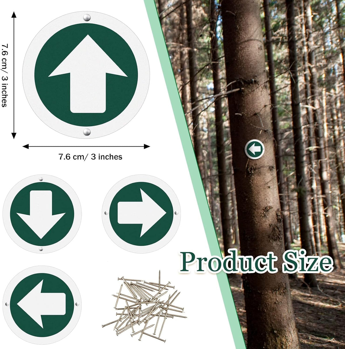 36 Piece Trail Markers Bright Reflective Green Signs Marking Reflectors for Hiking Hunting Camping Backpacking Walking Driveway Office New Place, Easy to Mount