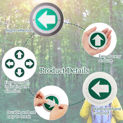 36 Piece Trail Markers Bright Reflective Green Signs Marking Reflectors for Hiking Hunting Camping Backpacking Walking Driveway Office New Place, Easy to Mount