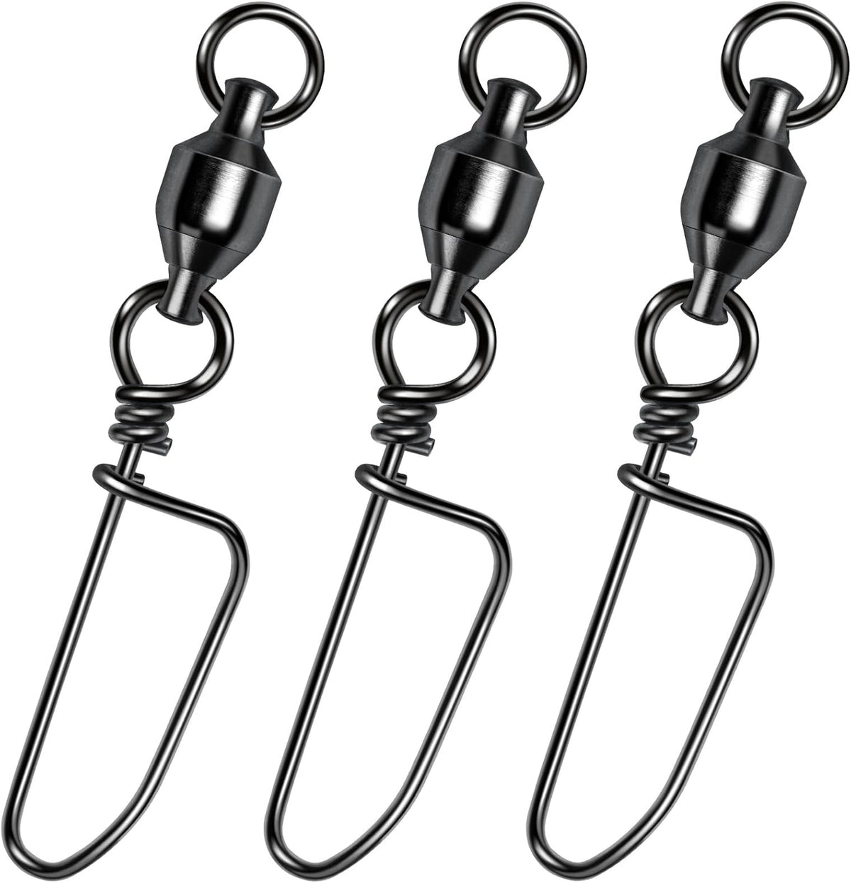 20-Pack Ball Bearing Swivels with Snaps, Fishing Snap Tackle Saltwater Freshwater Coastlock Snaps Barrel Swivel Leader Connector Downrigger Planer Release Clips  #2-49lb