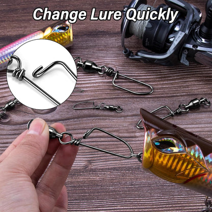 20-Pack Ball Bearing Swivels with Snaps, Fishing Snap Tackle Saltwater Freshwater Coastlock Snaps Barrel Swivel Leader Connector Downrigger Planer Release Clips  #2-49lb