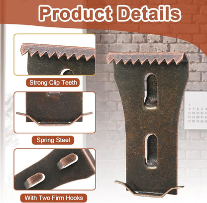 Biaungdo 8 Pcs Brick Wall Clips, Steel Brick Hook Clips, Heavy Duty Metal Brick Wall Hanger for Hanging Outdoors, Outside Home Decor for 2-1/4 to 2-3/8 inches Bricks(Red Bronze)