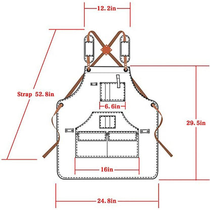 Thick Canvas Tool Apron With Multiple Pockets, Adjustable Work Apron for Woodworking, Gardening, and Auto Repair—Blue