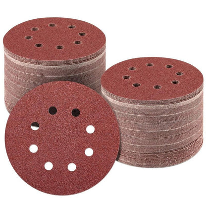 125mm 8 Hole Sanding Discs P40 Grit Hook and Loop Orbital Sander Sandpaper 100 Pack