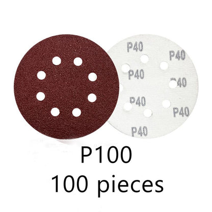 125mm 8 Hole Sanding Discs P100 Grit Hook and Loop Orbital Sander Sandpaper 100 Pack