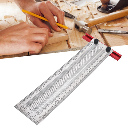 T Rule Stainless Steel Silver Scribing Ruler Woodworking Measuring Tool Positioning Gauge 12in