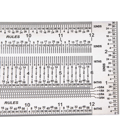 T Rule Stainless Steel Silver Scribing Ruler Woodworking Measuring Tool Positioning Gauge 12in