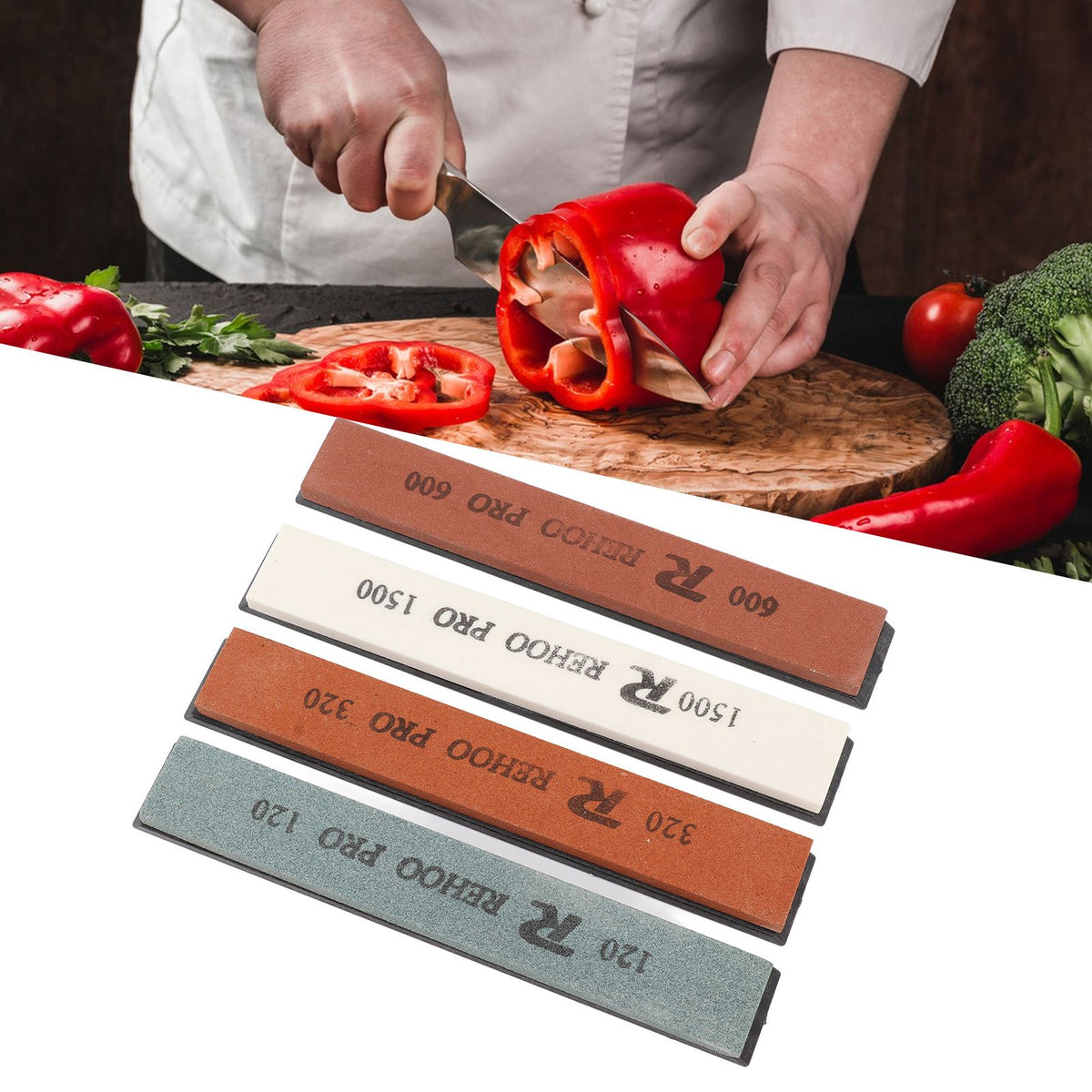 4Pcs Knife Sharpening Stone Knife Sharpener 120 320 600 1500 Grit for Scissors Chisels Axes