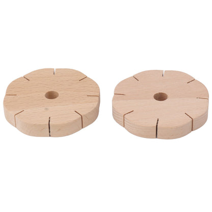 2Pcs Beading Cord Disc Wooden Round DIY Bracelet Braiding Plate Weaving Board Tools