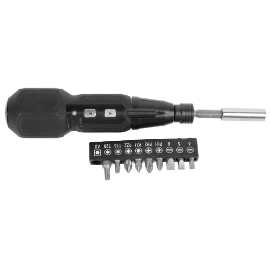 Cordless Electric Screwdriver with LED Light Alloy Steel 900mAh USB Charging Electric Manual 2 in 1 Power Screwdriver Set Black