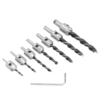7Pcs Countersink Drill Bits Set Woodworking High Speed Steel Counter Sinker Drill Bit for Carpentry