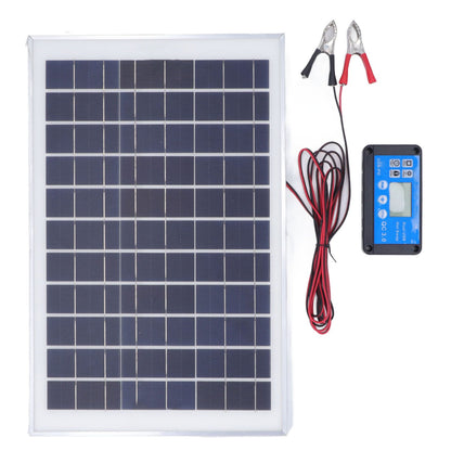 Solar Panel Kit 50W 18V with MPPT Waterproof Charge Controller 3meter Battery Clamp for Outdoor RV Boat Trailer Camper