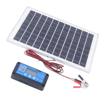 Solar Panel Kit 50W 18V with MPPT Waterproof Charge Controller 3meter Battery Clamp for Outdoor RV Boat Trailer Camper