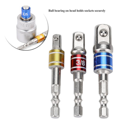3Pcs Socket Adapters Drill Nut Driver Extension Bars Set 1/4in 3/8in 1/2in Screwdriver Tools