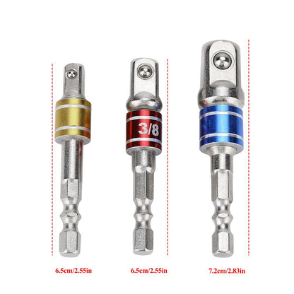 3Pcs Socket Adapters Drill Nut Driver Extension Bars Set 1/4in 3/8in 1/2in Screwdriver Tools