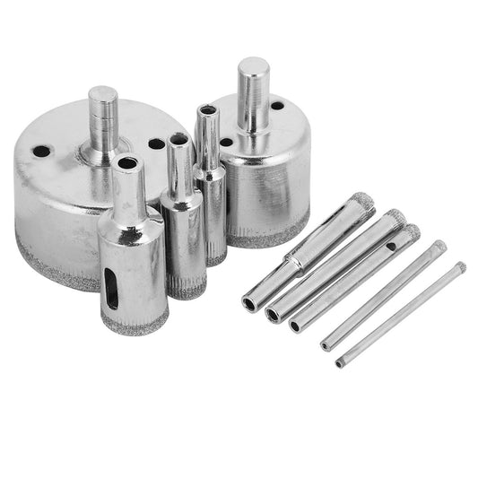 10Pcs/Set Diamond Coated Core Drill Bit 3~50mm Hole Saw for Tile Ceramic Glass Porcelain Marble