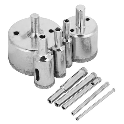 10Pcs/Set Diamond Coated Core Drill Bit 3~50mm Hole Saw for Tile Ceramic Glass Porcelain Marble