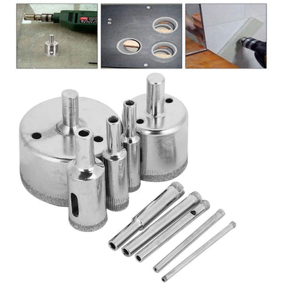 10Pcs/Set Diamond Coated Core Drill Bit 3~50mm Hole Saw for Tile Ceramic Glass Porcelain Marble