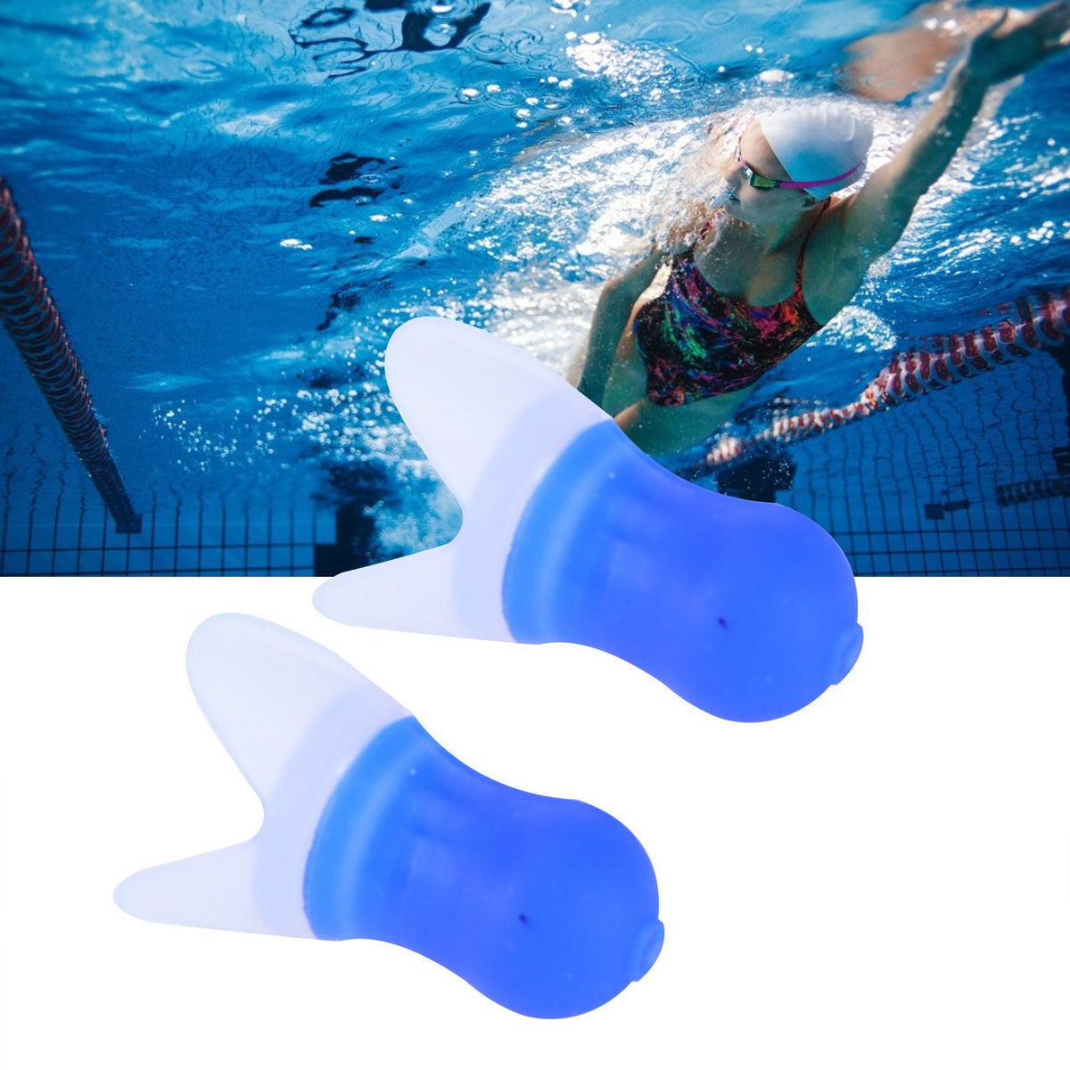 Swimming Waterproof Earplugs Flying Noise Reduction Silicone Ear Plug with Black Sealing BottleBlue Earplug