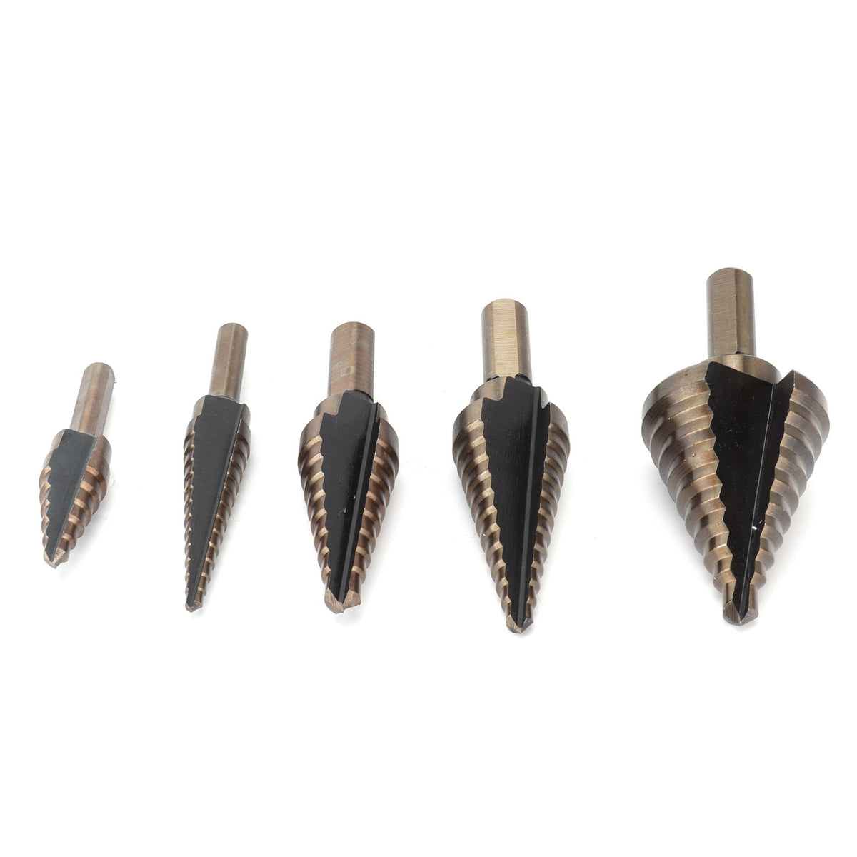 5PCS Step Drill Bit Set HSS Metric Straight Flute Drill for Drilling Steel Plate