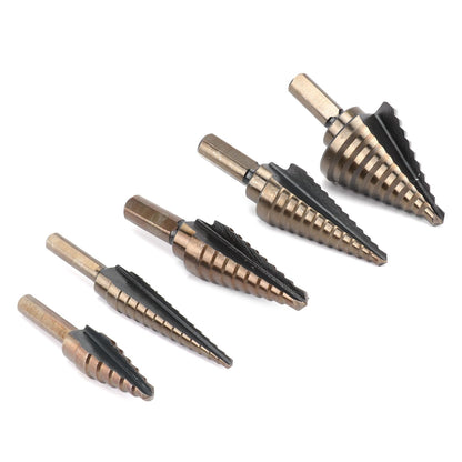 5PCS Step Drill Bit Set HSS Metric Straight Flute Drill for Drilling Steel Plate