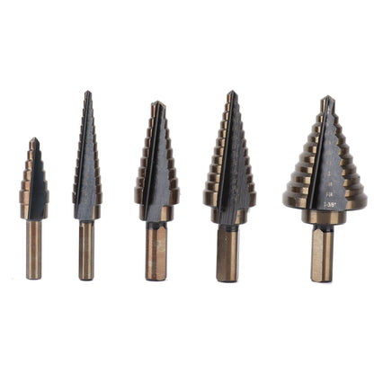5PCS Step Drill Bit Set HSS Metric Straight Flute Drill for Drilling Steel Plate