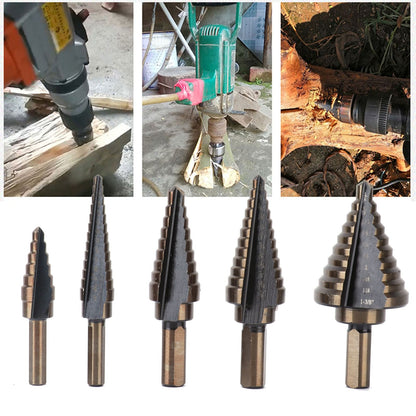 5PCS Step Drill Bit Set HSS Metric Straight Flute Drill for Drilling Steel Plate