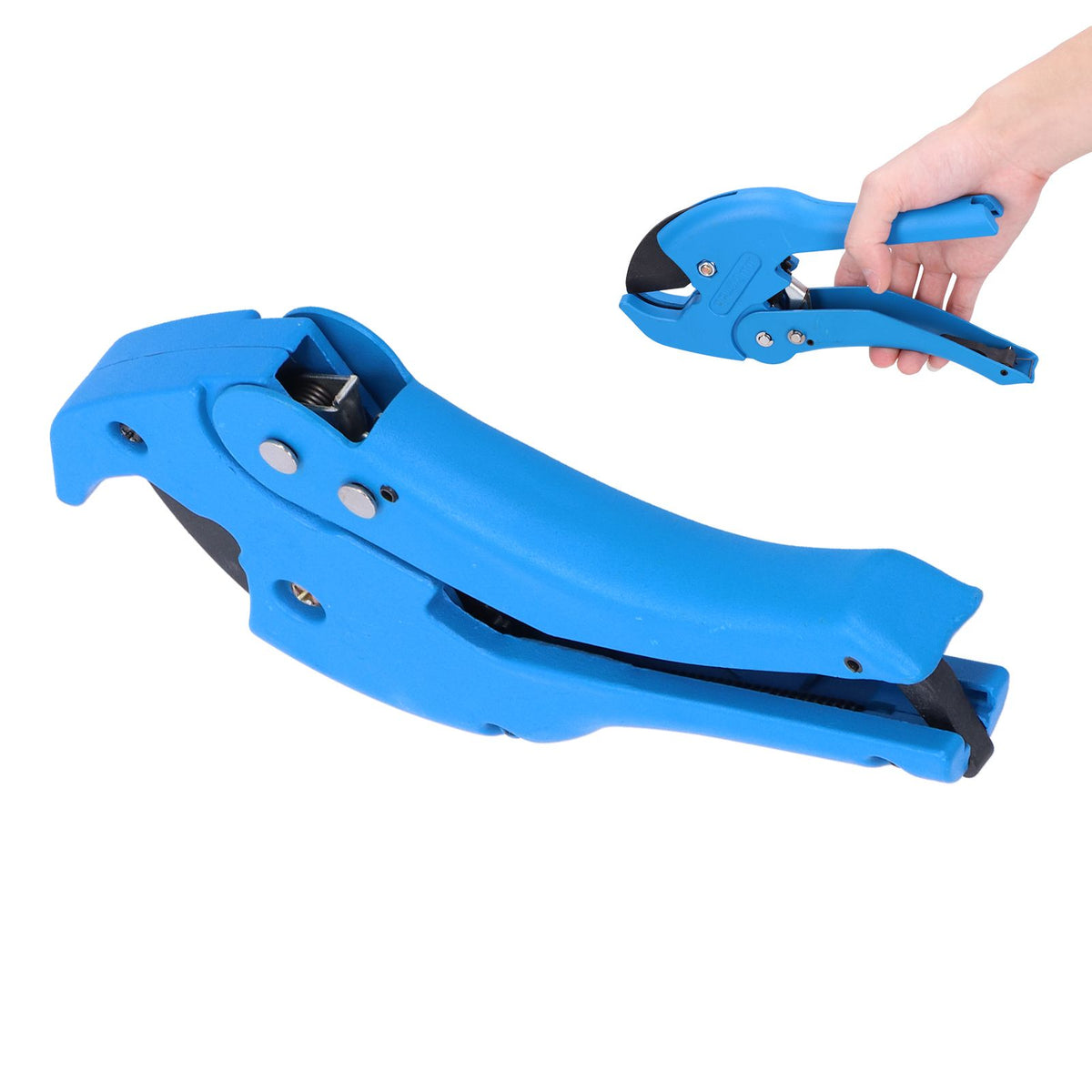 PVC Pipe Ratchet Cutter with Buckle Manual Tube Hose Cutting Device Plumbing Tool Blue