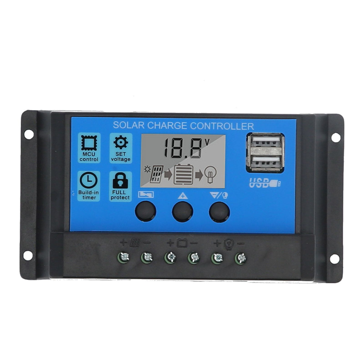 30A 12V 24V 2‑Way MOS Solar Charge Controller PWM 3 Stage Battery Regulator Solar Panel Controller