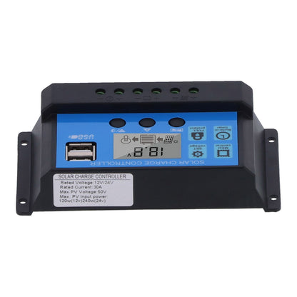 30A 12V 24V 2‑Way MOS Solar Charge Controller PWM 3 Stage Battery Regulator Solar Panel Controller