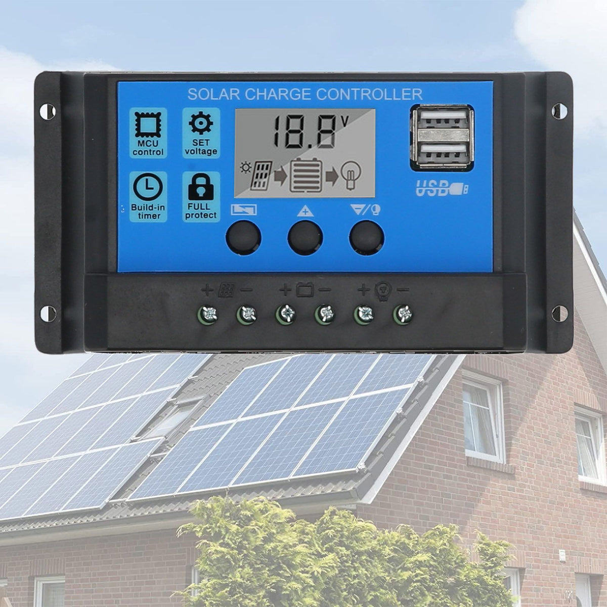 30A 12V 24V 2‑Way MOS Solar Charge Controller PWM 3 Stage Battery Regulator Solar Panel Controller