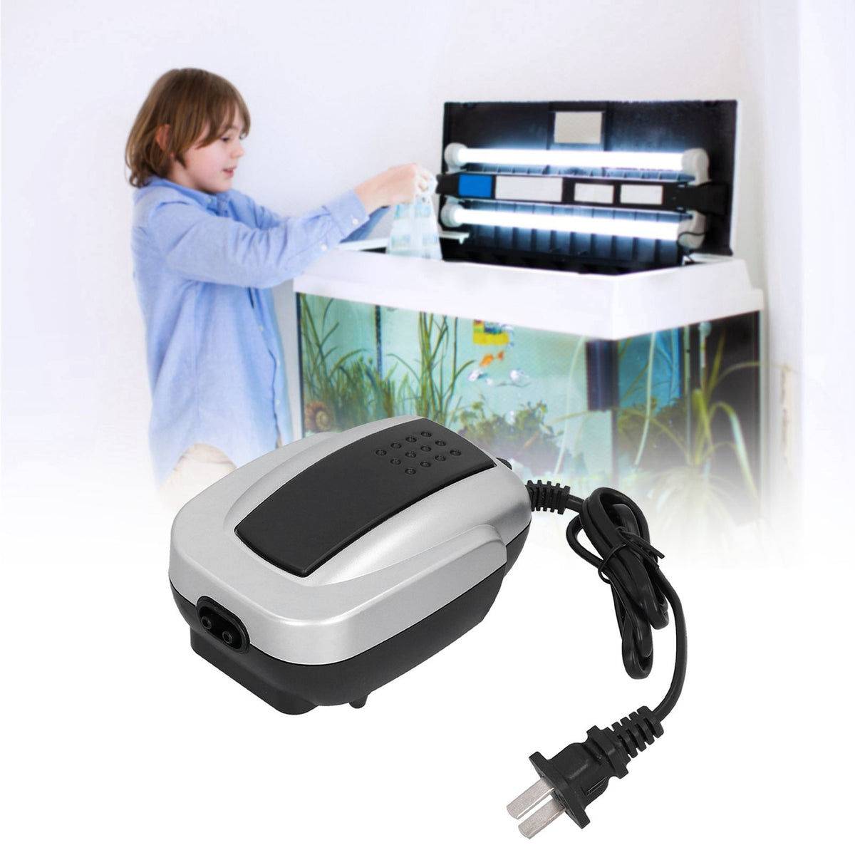 Oxygen Pump HighPower LowNoise Small Portable Household Air Pump for Fish Tank Aquarium