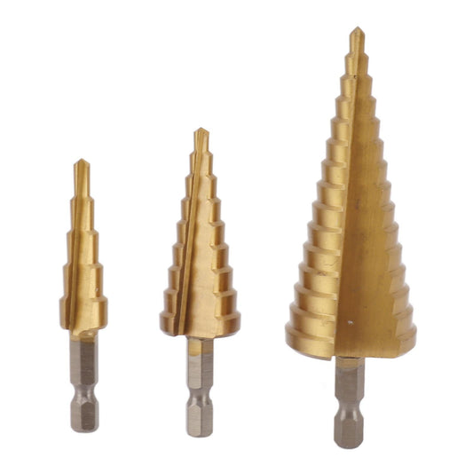 Pagoda Drill Hole Opener Fast Drilling Triangular Handle 4‑32mm 4‑20mm 4‑12mm Step Drill Bit for Wood Metal