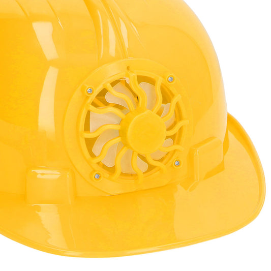 Hard Hat with Solar Fan Plastic Ventilated Safety Helmet Breathable Hard Cap with Removable Lining for Summer Outdoor Working Construction Yellow