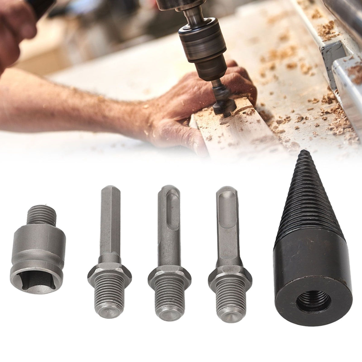 5Pcs Firewood Log Splitter Drill Bit Steel Wood Splitting Logs Bits Removable Steel Drill Bit 45mm