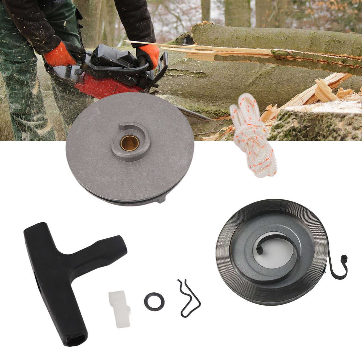 Chainsaw Starter Assembly Recoil Pull Starter Repair Kit Easy Install Durable Chainsaw Parts for TS350 038 041 MS380 MS381