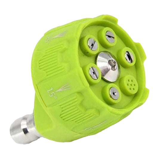 6 in 1 Pressure Washer Nozzle 3000psi Adjustable High Pressure Washer Spray Nozzle with 1/4 Inch Quick Connector for Cleaning Green