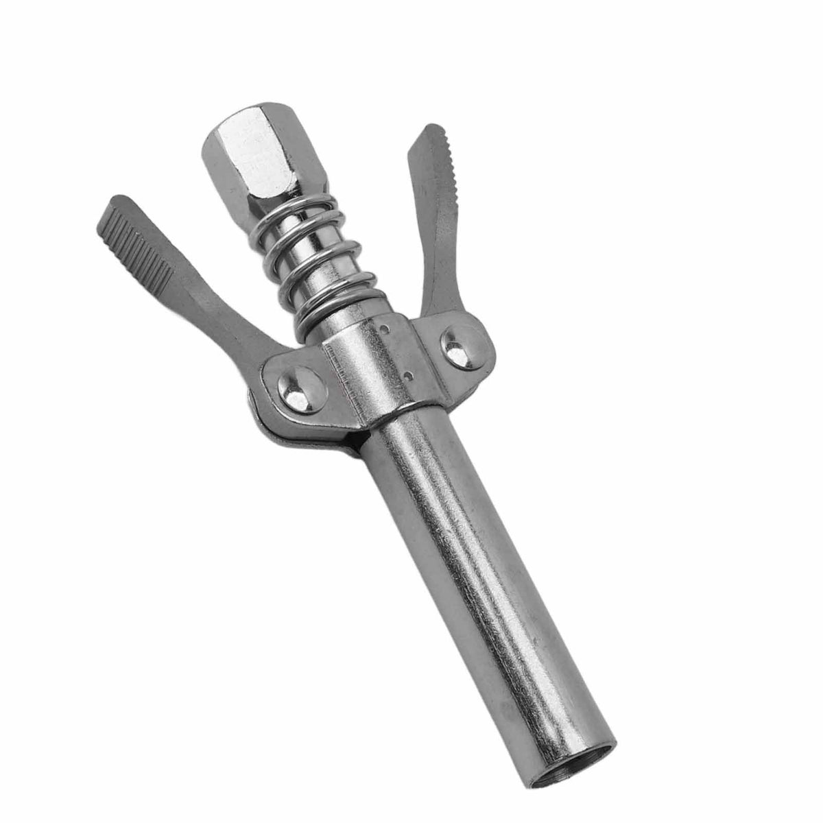 Double Handle Gear Oil Nozzle Lengthened Lock Clamp Type High Pressure Grease Gun Nozzle Silver