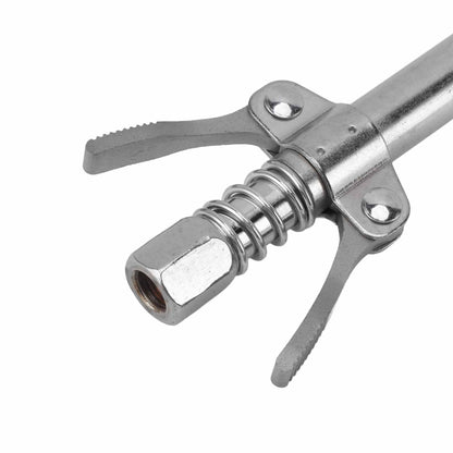 Double Handle Gear Oil Nozzle Lengthened Lock Clamp Type High Pressure Grease Gun Nozzle Silver