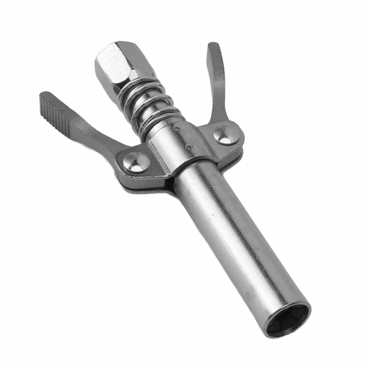 Double Handle Gear Oil Nozzle Lengthened Lock Clamp Type High Pressure Grease Gun Nozzle Silver