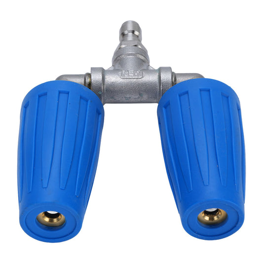 Double Heads Rotating Nozzle 4000psi High Pressure Washer Turbine Nozzle with 1/4 Inch Quick Connect Plug Blue