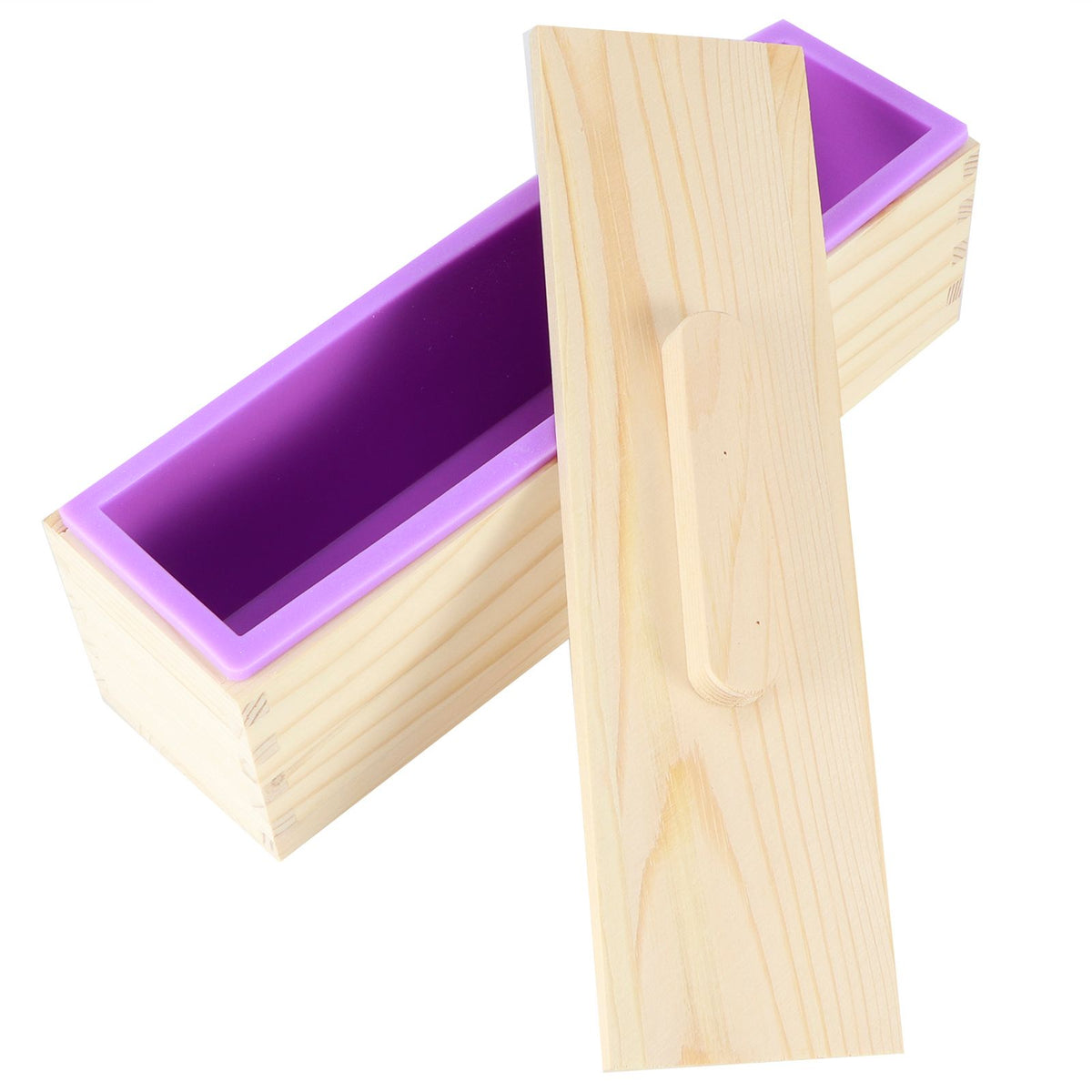 Purple Multifunction DIY Adjustable Hand Made Soap Cutter Mold Wire Cutting Machine(Bamboo BoardMold Box with Lid )